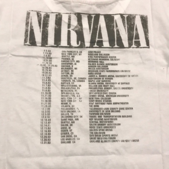 SOLD OUT White Nirvana Vintage Concert Band Graphic T-Shirt - Picture 7 of 7